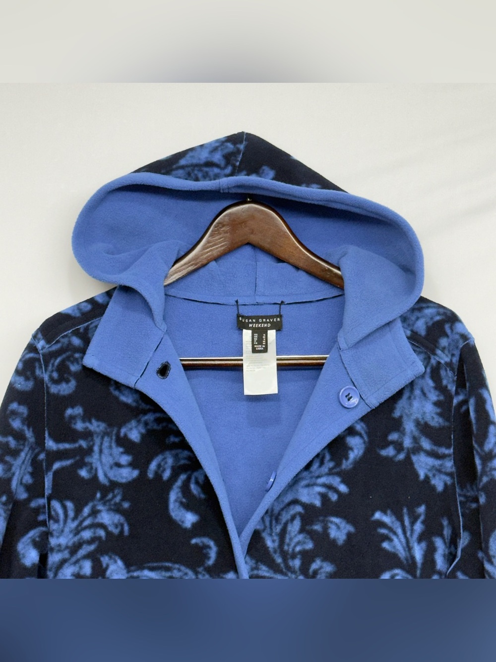 Susan Graver Women's Weekend Reversible Polar Fleece Coat Top Blue Small Size